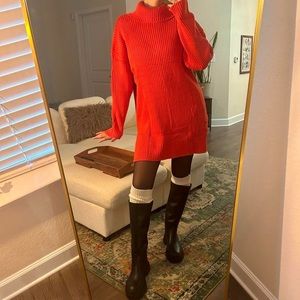 Red oversized sweater dress. Size medium.